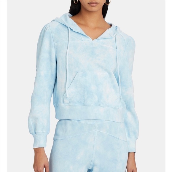 LoveShackFancy Kirby Cropped Tie Dye Hoodie Sweatshirt Pale Blue Size S - Picture 2 of 14